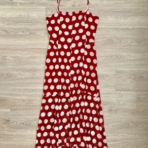 Wine Red Polka Dot Maxi Dress